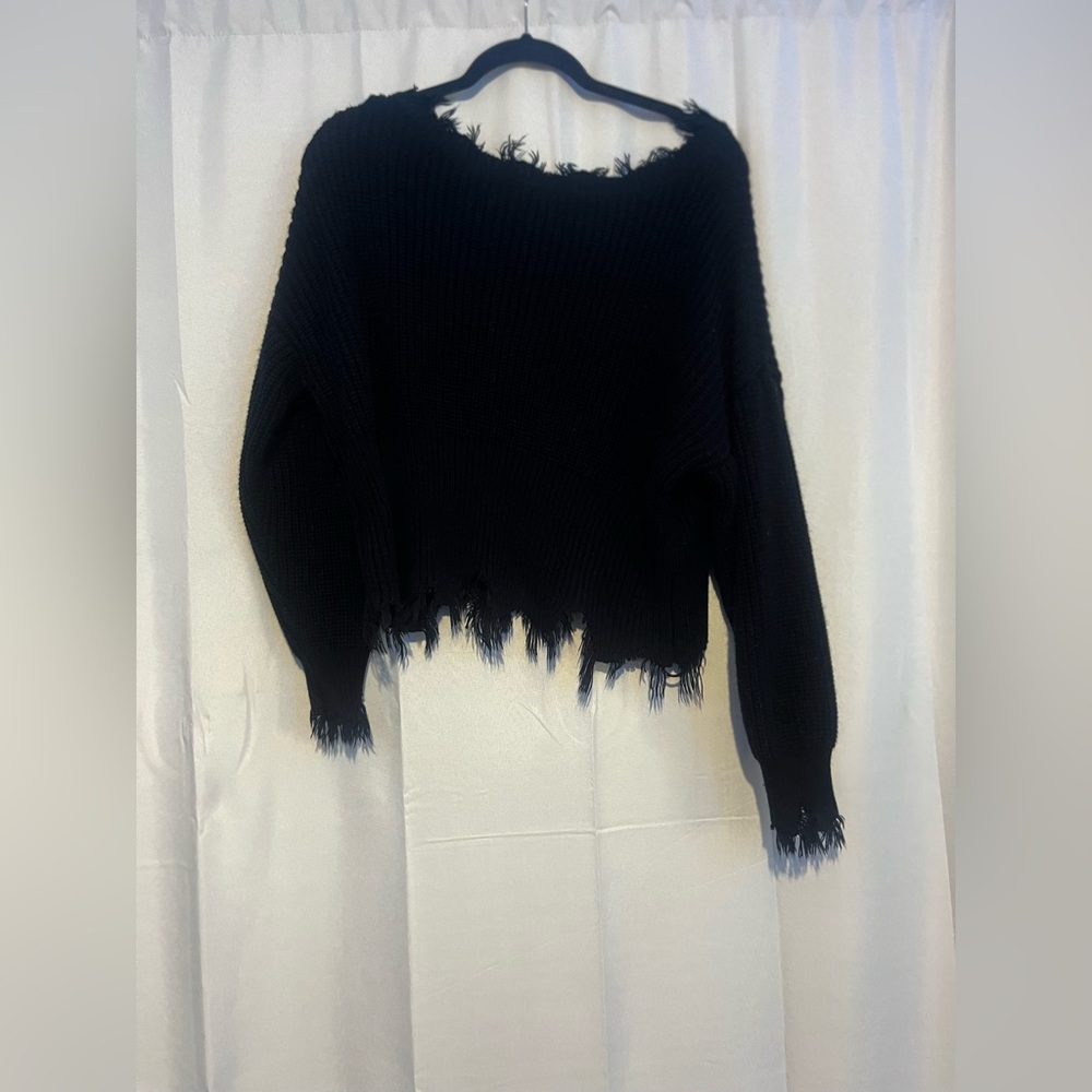 Black Distressed Sweater